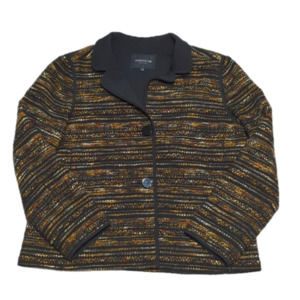 LAFAYETTE 148 Women's Blazer Suit Jacket Pumpkin Caramel Gold Tweed Size XL